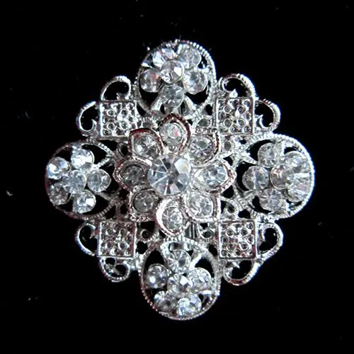 Broche Fleur Strass Cristal Pour Femmes - Diamètre 3,8 Cm - Idéal Pour Mariage, Soirée, Cadeau - Plaqué Or/argent Hypoallergénique - 8