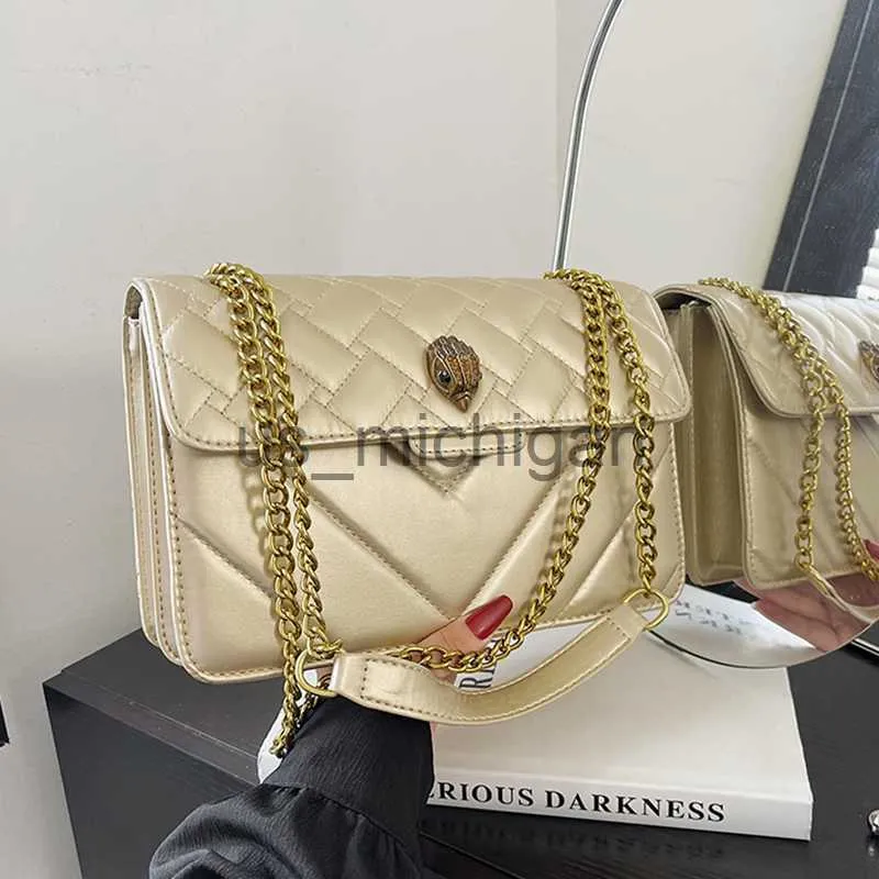 Kvällspåsar Nytt fågelhuvud Lingge Women Chain Bag Solid mode pendlare messenger väska damer shopping party stor kapacitet axelväska j230830