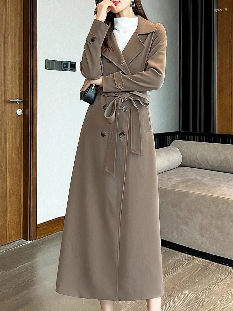 Frauen Trenchcoats 2023 Herbst Koreanischen Stil Tragen Temperament Windjacke Mantel Frühling Und Mittlere Länge Über Knie Taille