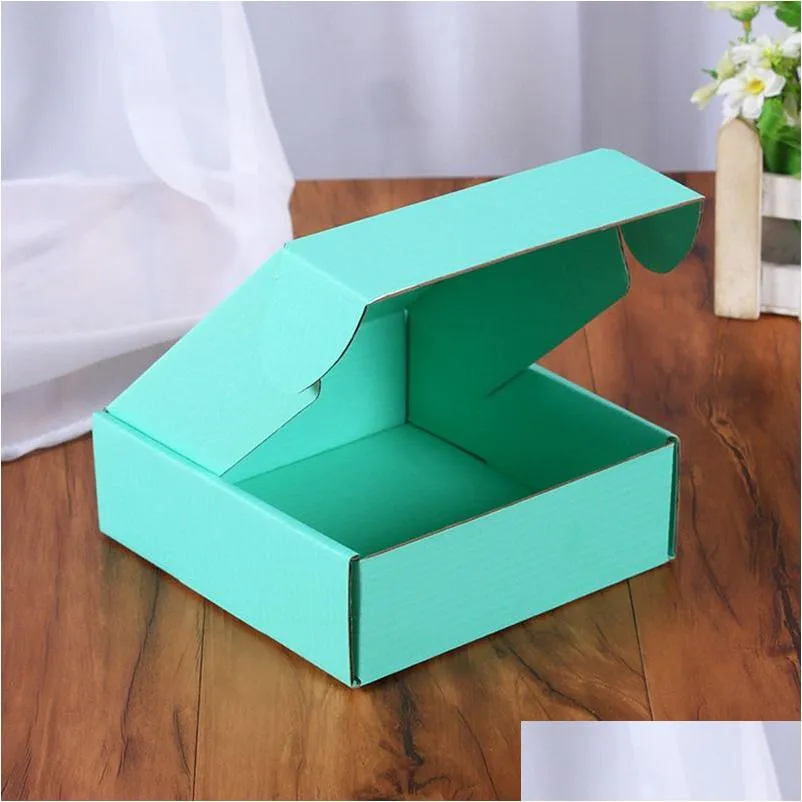 Emballage cadeau Boîtes de papier ondulé Emballage coloré Boîte pliante Boîte d'emballage carrée Carton de bijoux 15x15x5cm Drop Livraison Home Garden Dhjd8