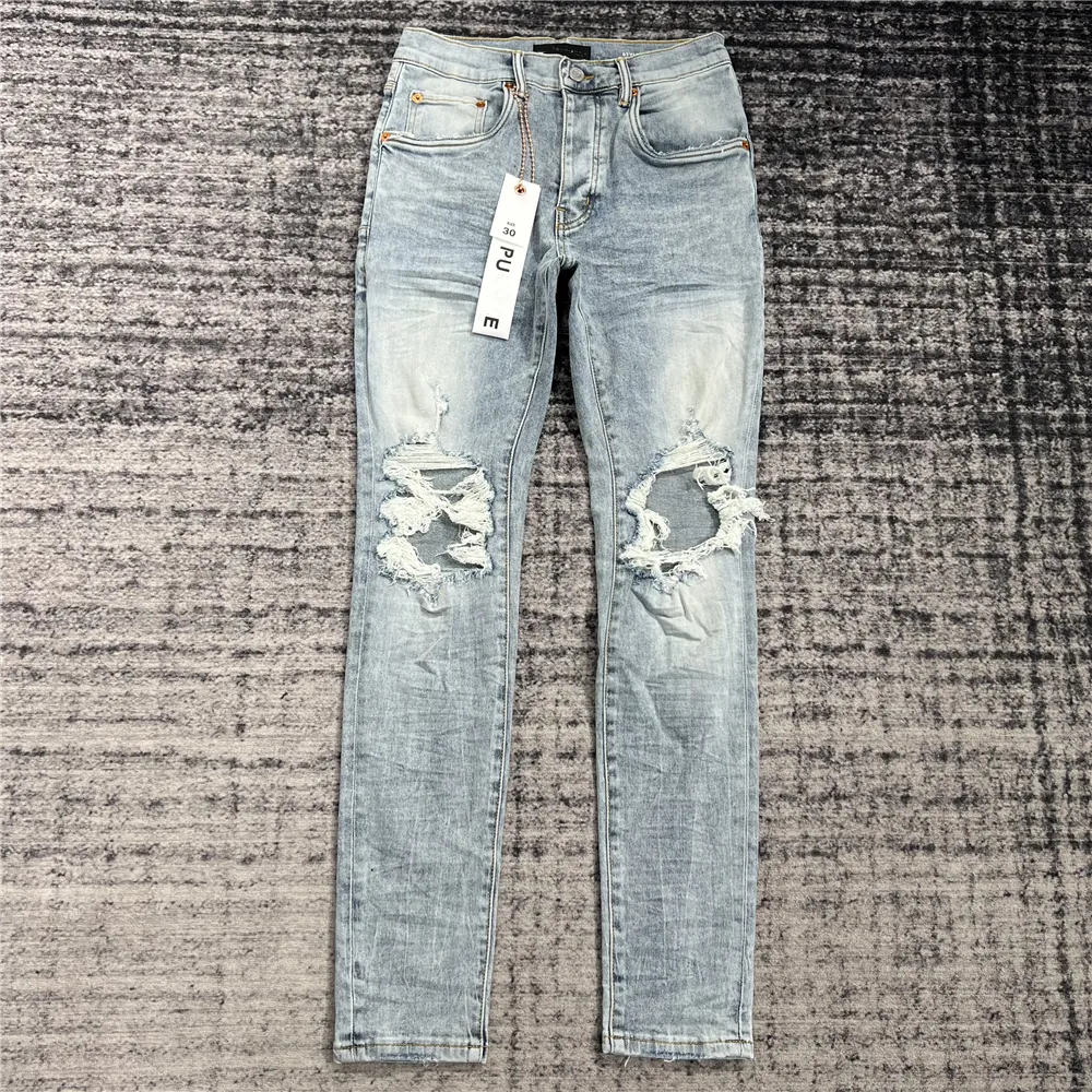 lila varumärke jeans män designer tag för kvinnor hög midja plus storlek designer tagg byxor pant rak medelhål europeiska amerikanska lila svarta byxor dhgate storlek 30