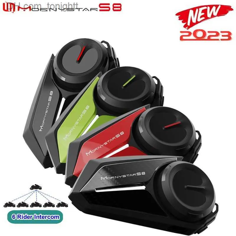 MornyStar S8 Мотоцикл -шлем шлем Bluetooth Hearpet 6 Rider Disceer Headphone Music Share Fm Motorbike Head Interphone Q230830