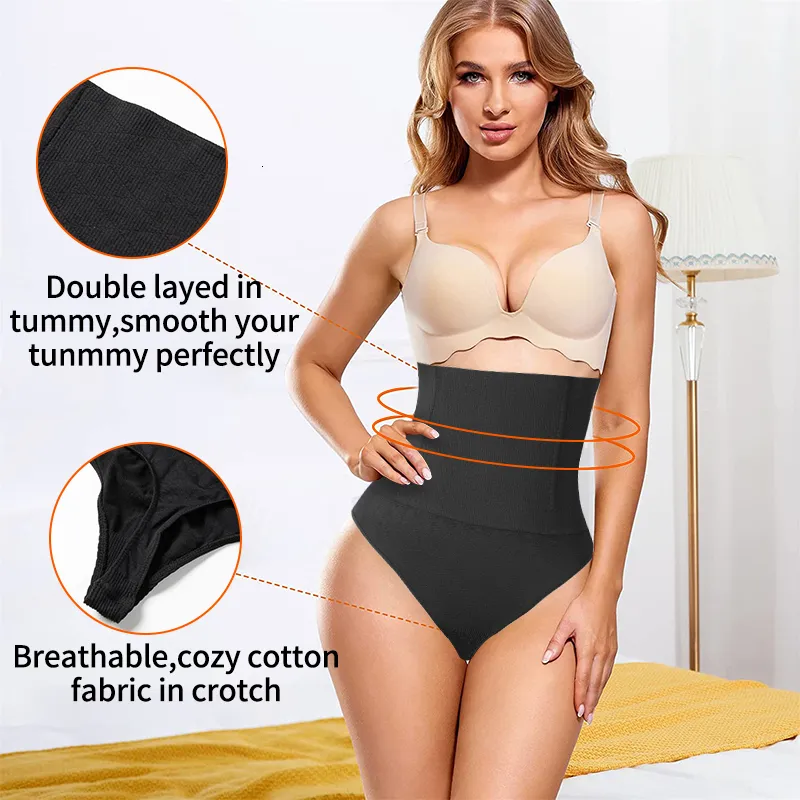 High Waisted Compression Seamless Thong Shapewear Thong For Women