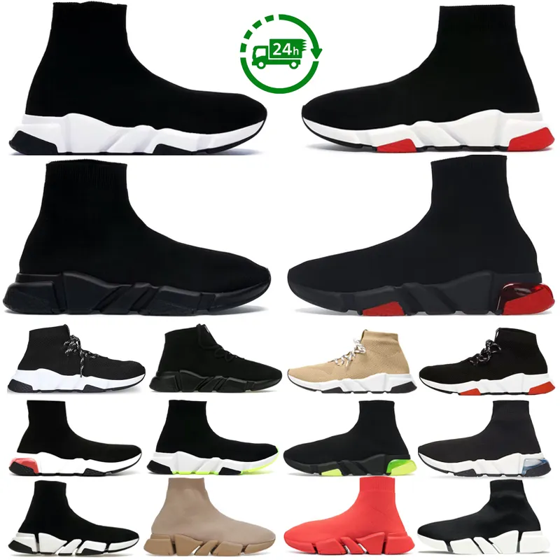 Chaussures de chaussettes de designer pour hommes Femmes Speed ​​Trainer Platform Sneakers Blanc Blanc ClearSole Rouge Beige Yellow Fluo Mens Runners Breathable Runners Outdoor Jogging Walking