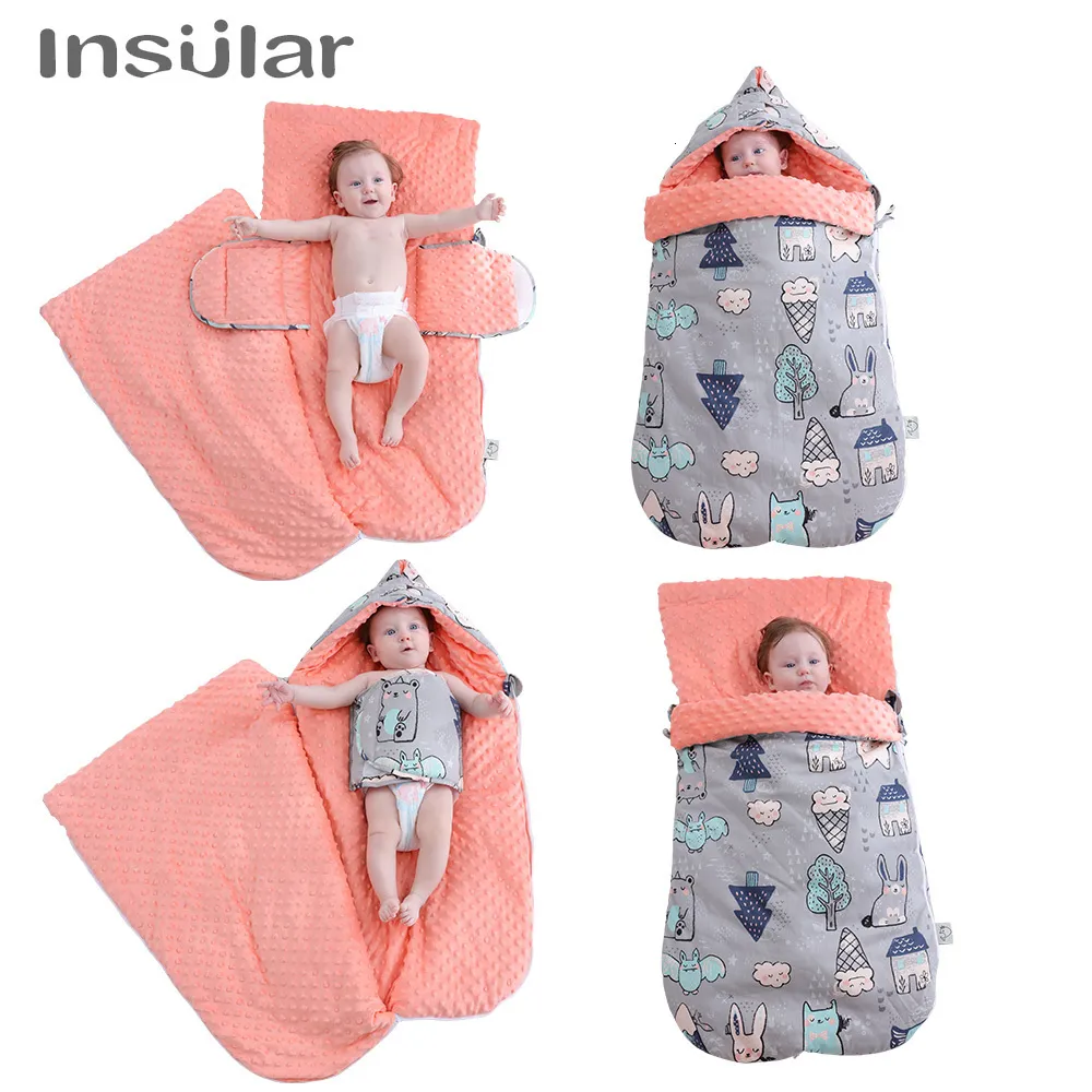 Sleeping Bags Insular Baby Sleeping Bag Cartoon Animal Cotton born Stroller Sleeping Bag Wheelchair Envelopes For Infant Child 1-3 Years 230828