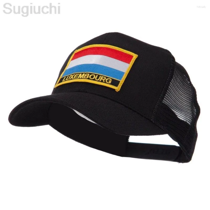 Bollmössor Luxemburg Flaggbroderi Logo Patch Plain Mesh Baseball Cap justerbar Snapback Hatts Women Men Trucker Streetwear Dad Hat