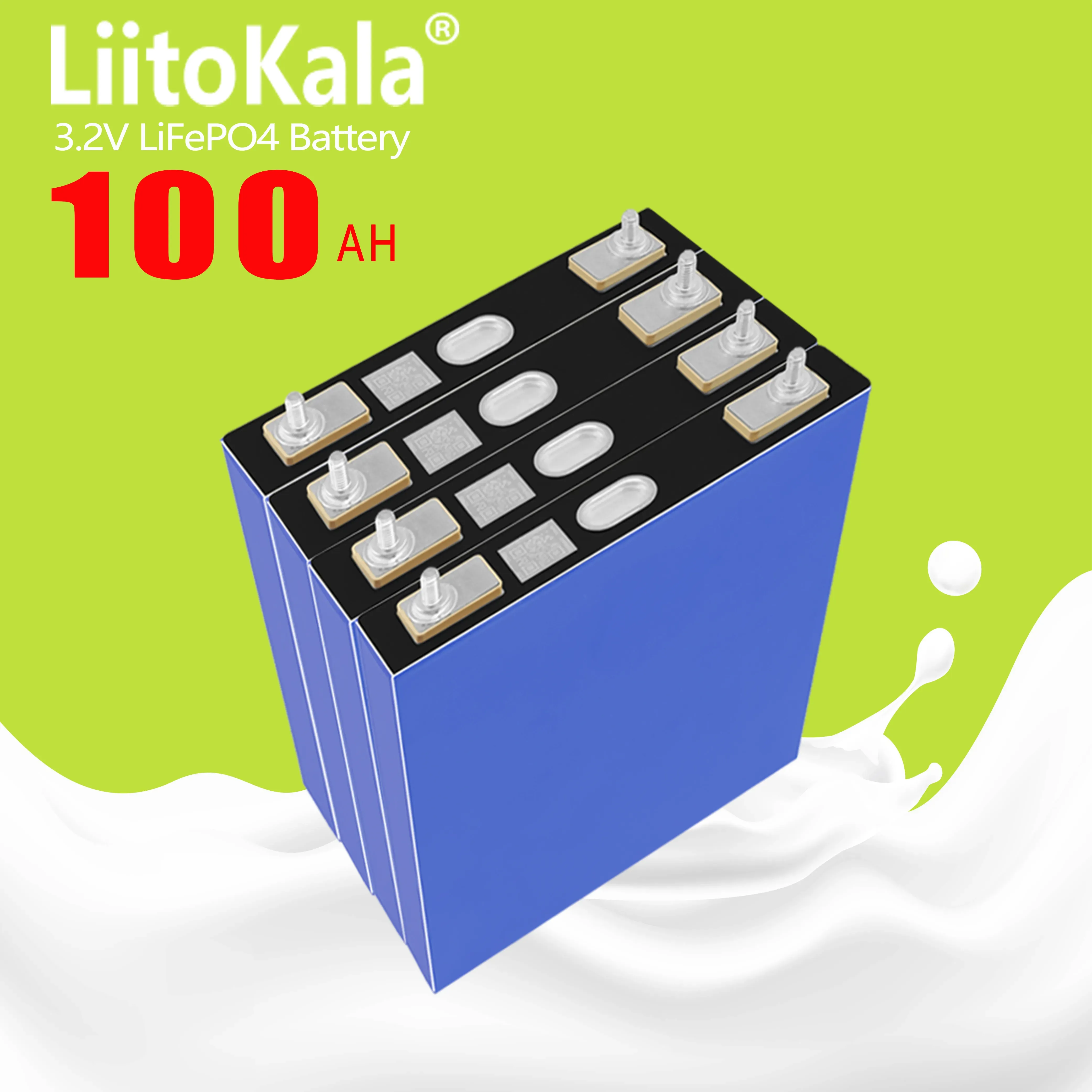 Liitokala 3.2V 100AH Lifepo4バッテリーセル12V 24V電気RVゴルフカーアウトドアソーラーエネルギー充電式