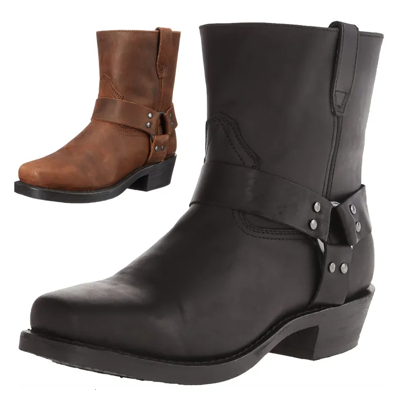 Bottes Bottes en cuir pour hommes bottes de cowboy occidentales à fermeture éclair latérale bottes courtes rétro pour hommes bottes d'extérieur légères et confortables grande taille 48 230830