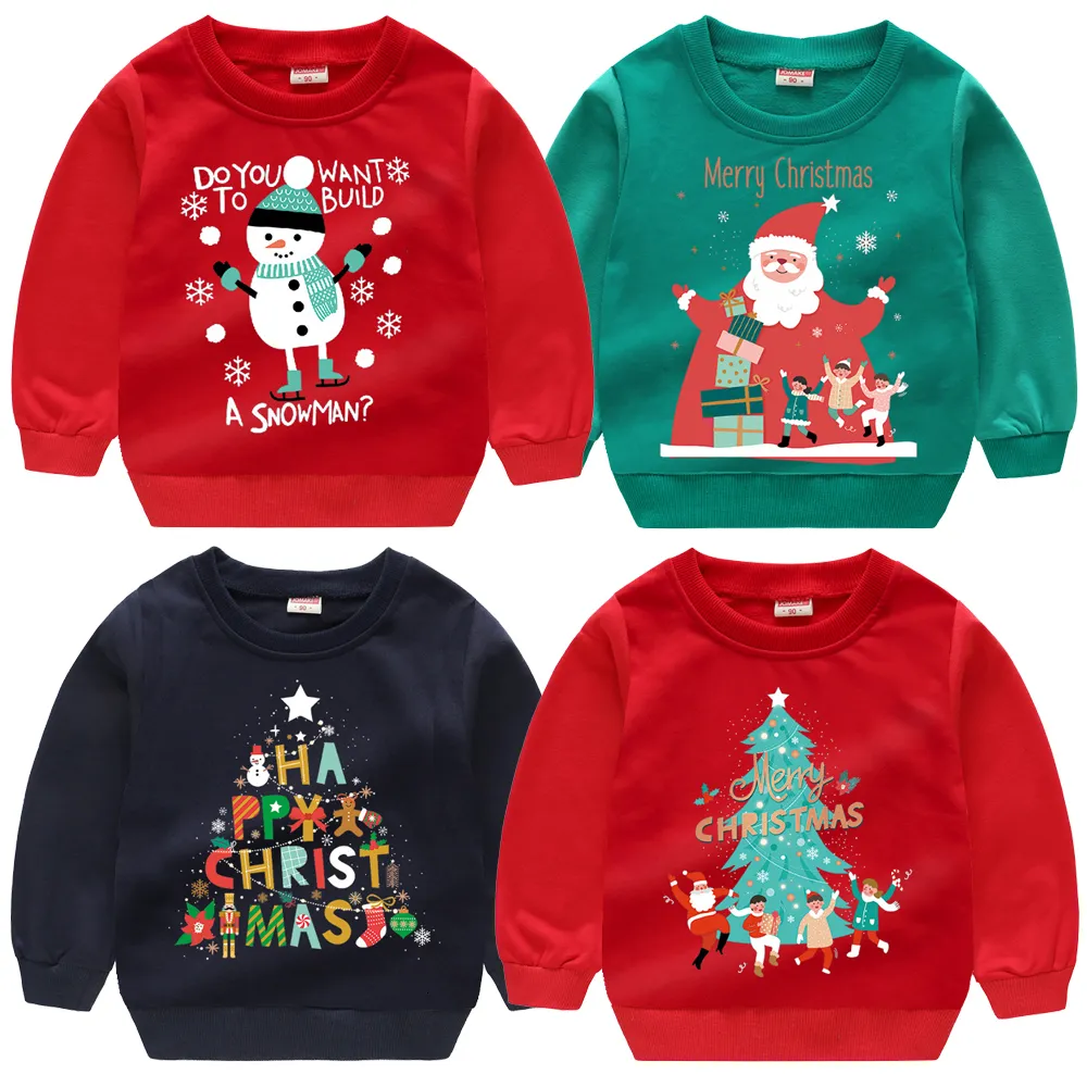 Hoodies Sweatshirts children's sweatshirt cotton red Christmas sweatshirts for girls boys tops kids sweatshirt toddler Santa Claus clothes 1-7 Year 230830