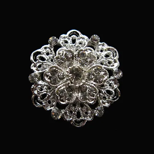 Broche Fleur Strass Cristal Pour Femmes - Diamètre 3,8 Cm - Idéal Pour Mariage, Soirée, Cadeau - Plaqué Or/argent Hypoallergénique - 11