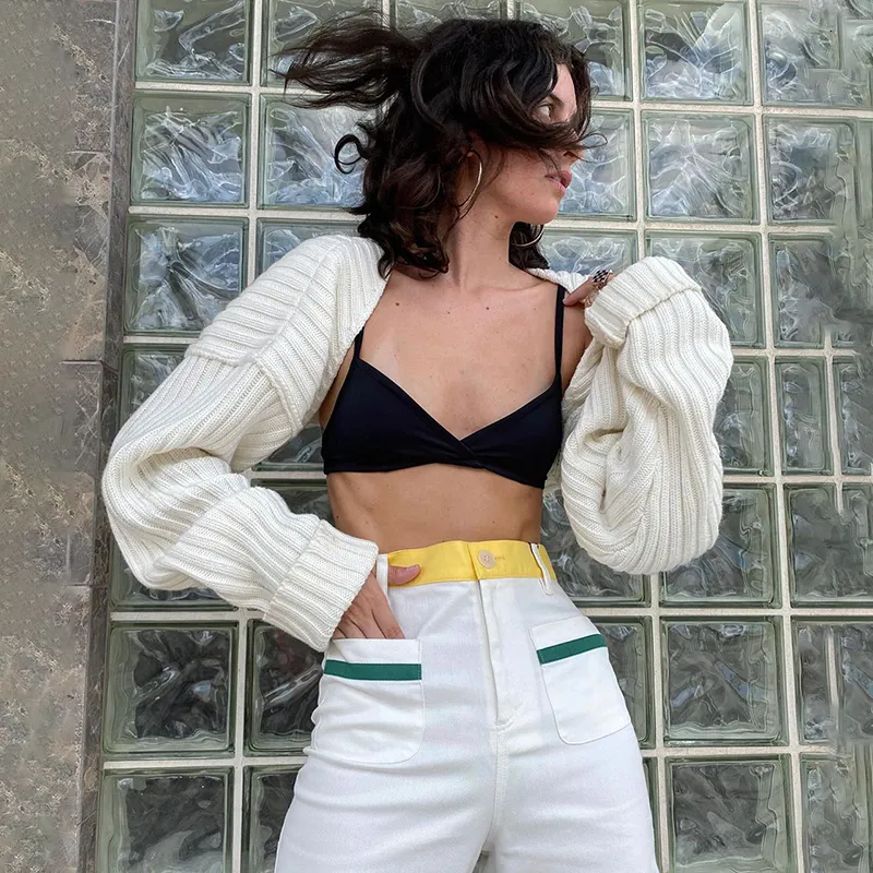 Women S Jackets Knitted Ultra Short Sweater Cardigan Solid Color Long Sleeve Loose Crop Top Knitwear Jacket Coat E Girls Streetwear 230830 From 10 47 DHgate
