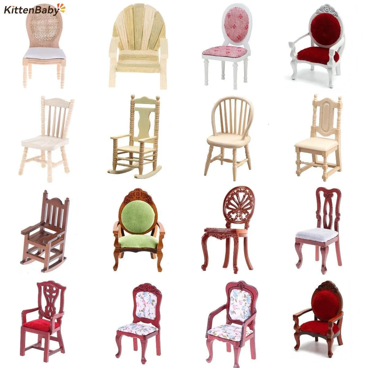 Accessoires de maison de poupée 22 styles 1/12 Simulation petit canapé tabouret chaise meubles modèle jouets pour décoration maison de poupée miniature 230830