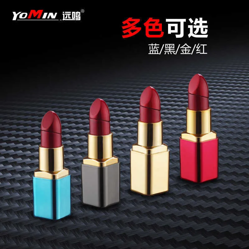 Mini briquet en métal personnalisé pour femme, forme créative de rouge à lèvres, Cigarette gonflable à flamme nue Portable AS1A