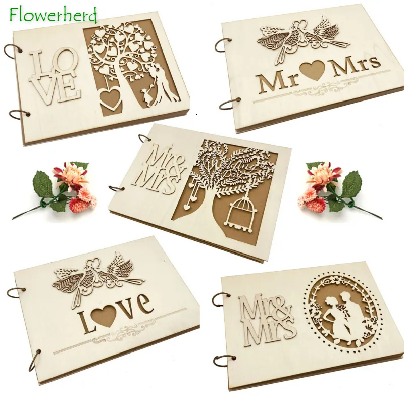 Inne imprezy imprezowe Wooden Wedding Guest Book Recepcja Książka Książka Spersonalizowana Mr. i Mrs. PO Frame Wedding Decoration Dekoracja 230829