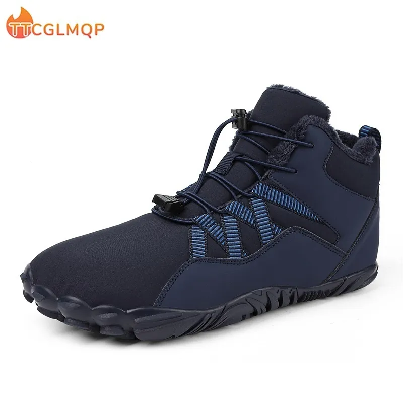 Bottes hommes pieds nus pour 2023 Couple imperméable neige chaussures de marche en plein air chaud fourrure cheville loisirs antidérapant grande taille 47 230830