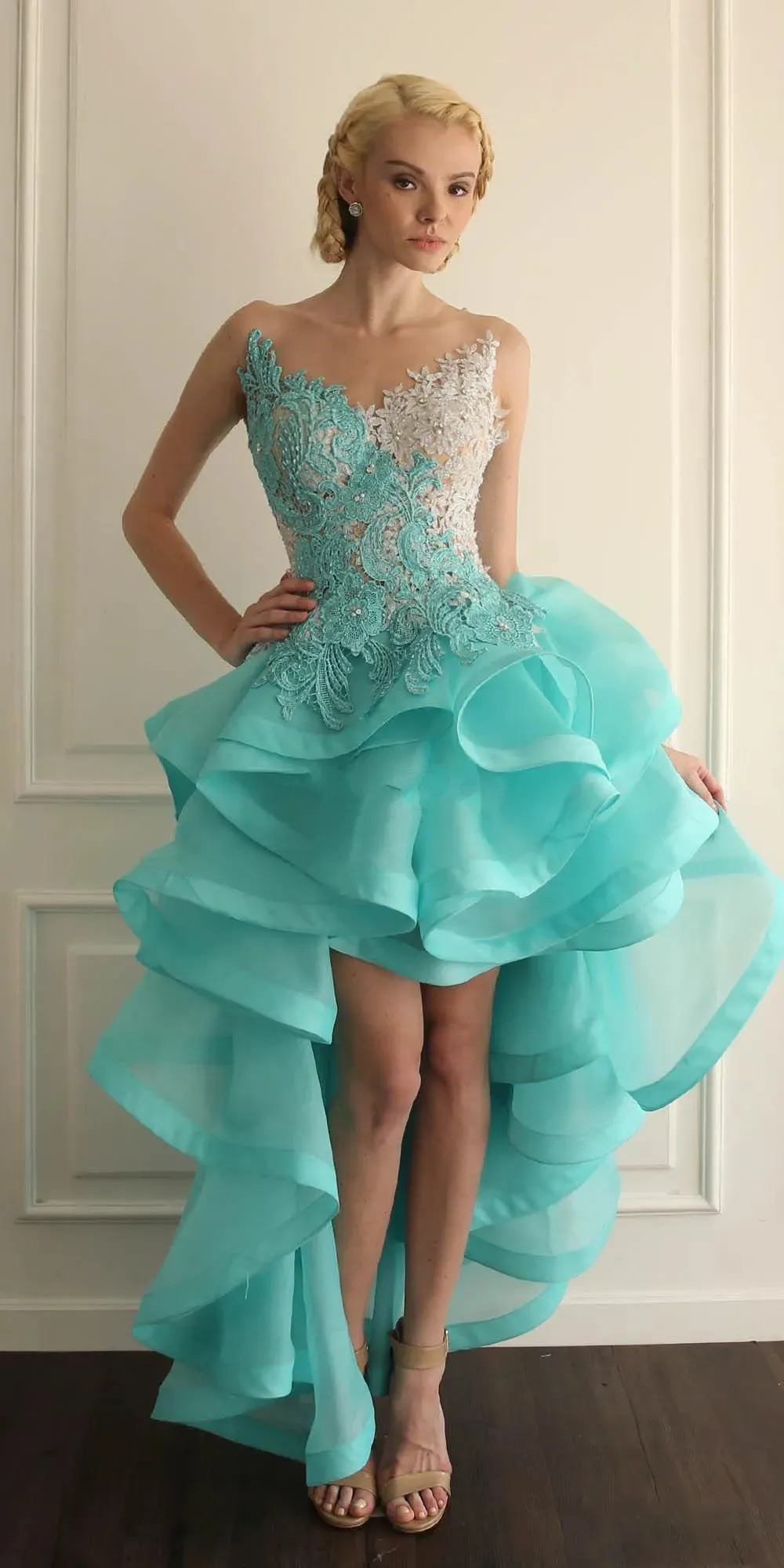 High low turquoise dress cheap