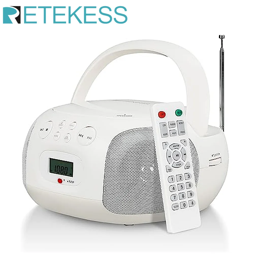 Lettore CD Retekess TR636 Bluetooth Boombox Radio portatile AM FM Stereo Telecomando Sleep Timer Supporto disco U per la casa 230829