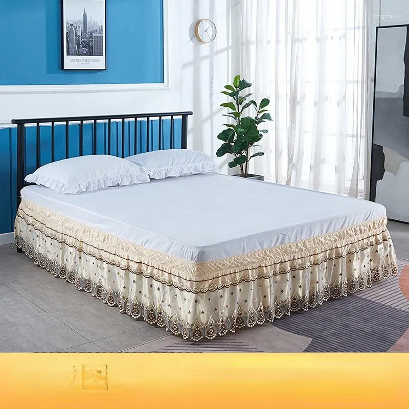 Bed Skirt European Lace Single Piece Embroidered Bedspread Yarn Elastic Apron Without Surface