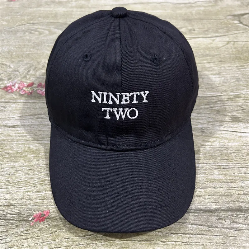 Ball Caps Freen Becky Same Letter NINETY TWO Hat Embroidered Cotton Pure Black Baseball Cap Breathable Sun Visor Protection 230830