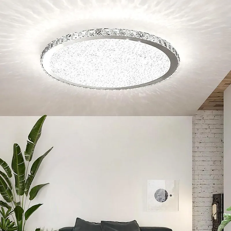 Plafonniers 22 cm moderne rond cristal lumière dimmable encastré lustre luminaires