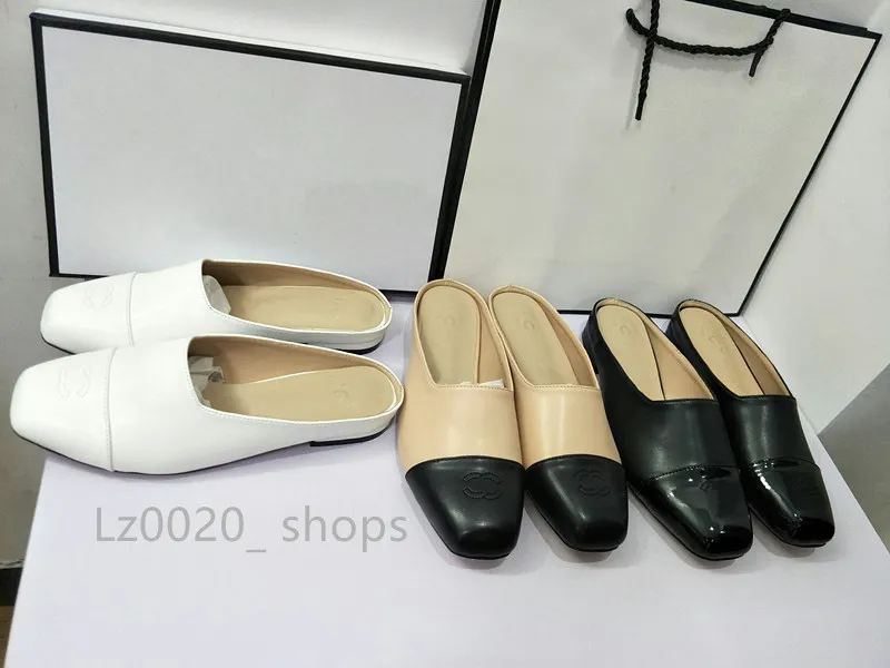 Chaussures en cuir de luxe de haute qualité chaussures de créateur pour femmes pantoufles paresseuses antidérapantes marque toile confortable semi-remorque à fond plat chaussures de marque à canal 2C