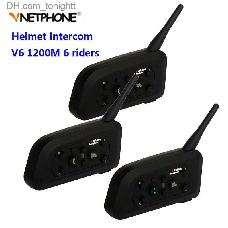 3PCS VNETPHEPHE V6 1200M Мотоцикл Bluetooth Helme Intercom для 6 гонщиков BT Беспроводные мотоциклы Межкомпола