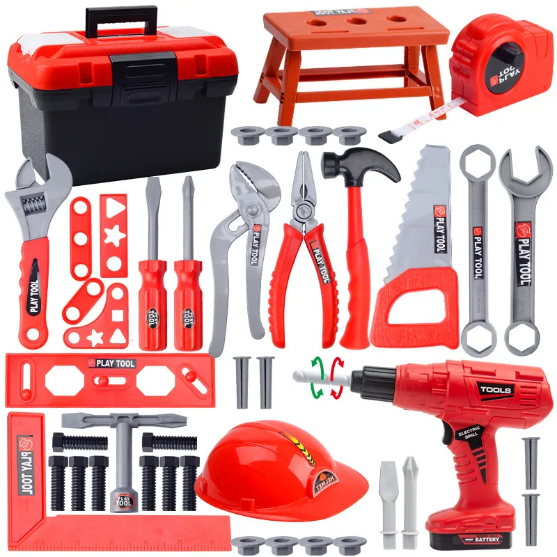 Verktyg Workshop Z3 Children S Tool Set With Electric Toy Drill Kids Power Construction Play Kit för småbarn Boys Girls 230830