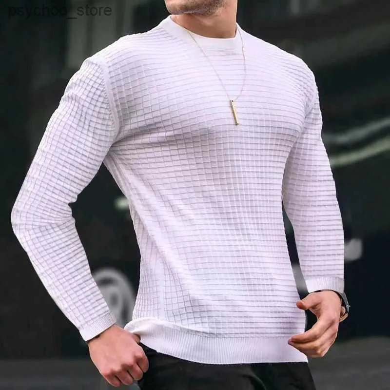 Neue Mode Für Männer Casual Langarm Slim Fit Grundlegende Gestrickte Pullover Pullover Männlichen Runde Kragen Herbst Winter Tops Baumwolle t-shirt Q230830