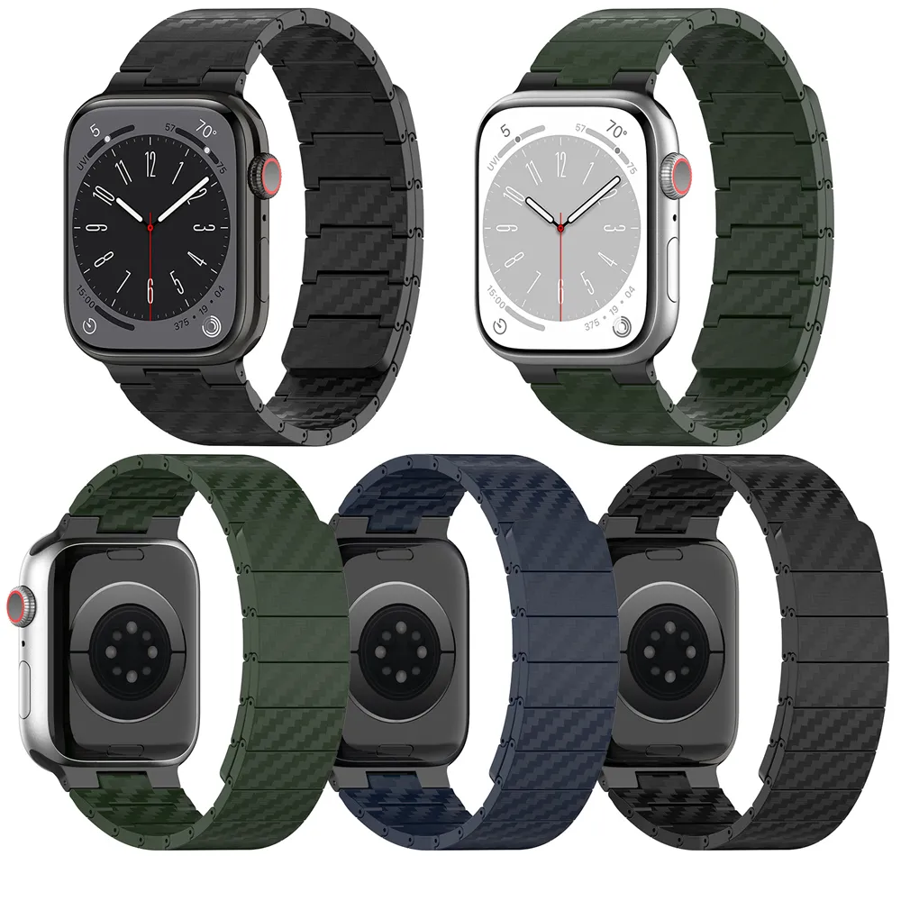 Carbon Fiber Pattern Magnetic Loop Lightweight Wristband Bracelet Band Strap Bands Watchband for Apple Watch Series 3 4 5 6 7 8 SE Ultra iWatch 38 40 41 42 44 45 49mm