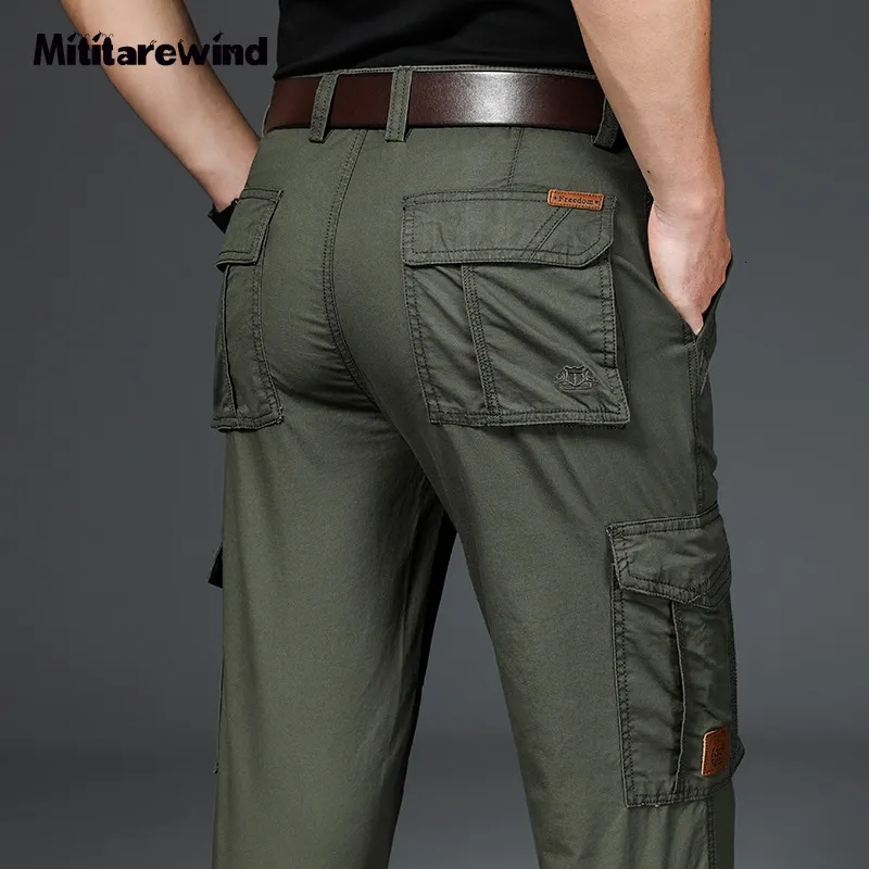 Pantalons pour hommes Safari Style Cargo Hommes Outdoor Casual Pantalon droit pleine longueur Pur coton Multipoches Couleur unie Mens 230830