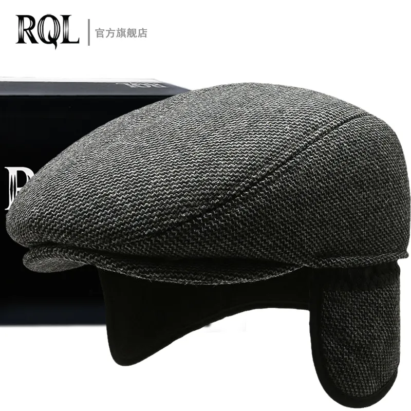 Berets Herren Warme Mütze Winter Baskenmütze Tweed Papa Wolle Verdickte Ohrenklappe Gehörschutz Winddicht Kältebeständig Trucker Cap Angeln 230830