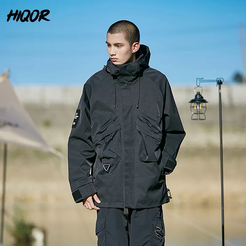 Men's Casual Shirts HIQOR Autumn Winter Men Jacket Windbreak Outdoor Wear Jackets for Protection Breathable Baggy Man Y2k Camping 230829