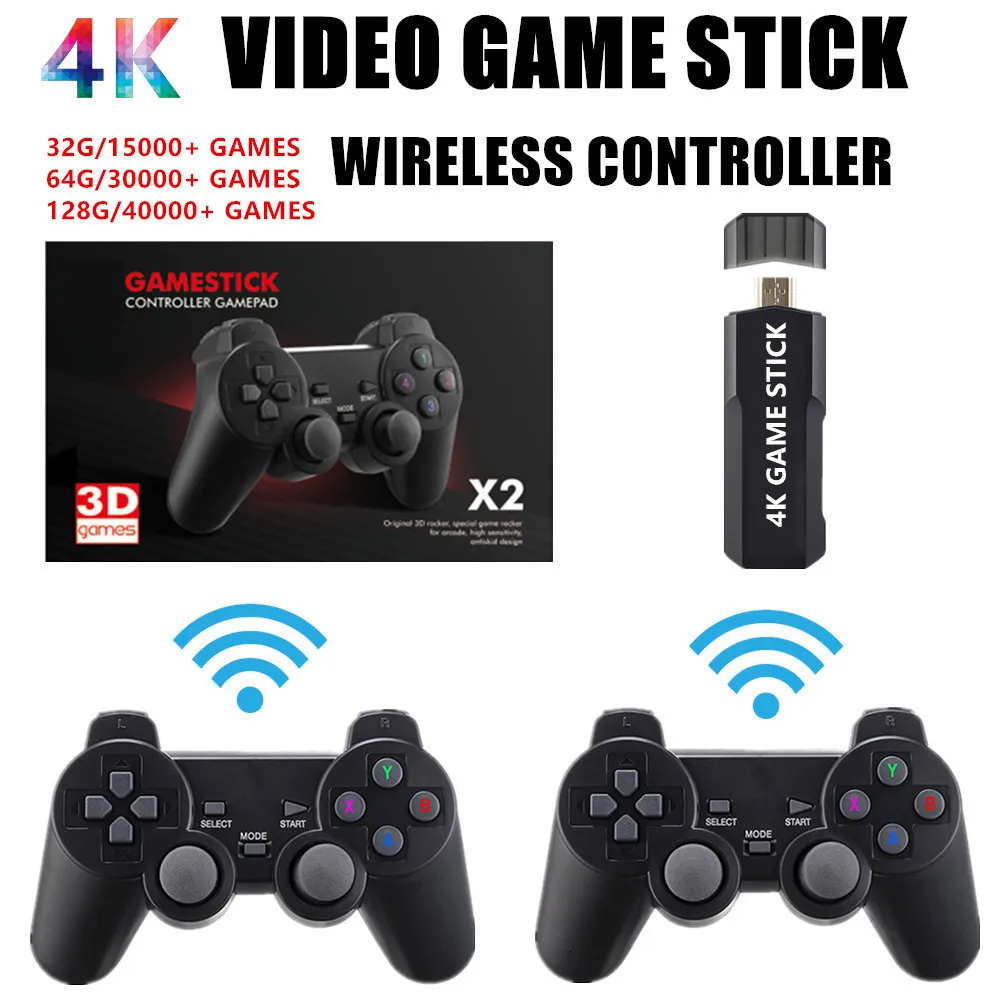 Contrôleurs de jeu Joysticks GD10 Stick 4K HD Console vidéo Double contrôleur sans fil 24G rétro 128G 40000 jeux pour TV GBA garçon cadeau 230830