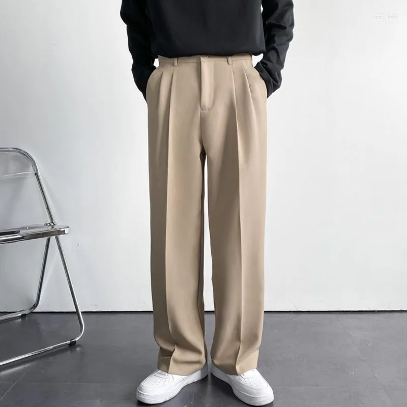 Men's Suits Men Suit Pants Solid Color Wide Leg Casual Streetwear Male Trousers Baggy Korean Style Straight Thin