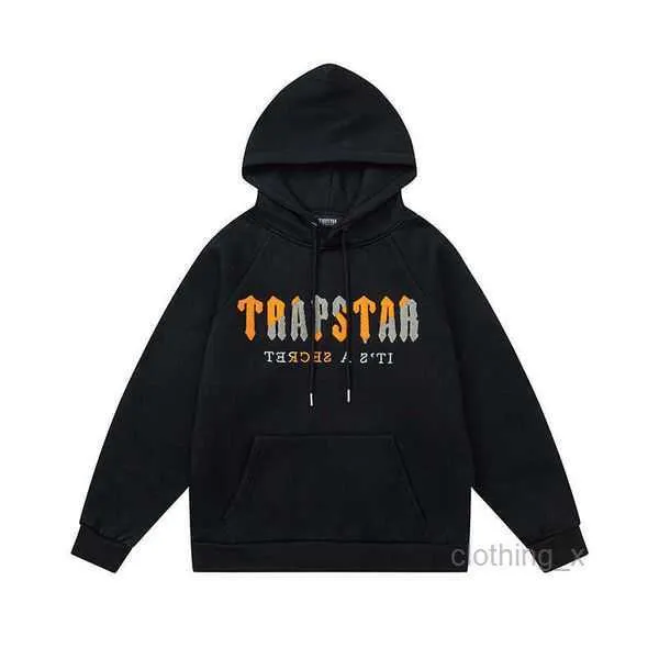 Designer Clothing Men's Sweatshirts Hoodie Trapstar Orange Grey Towel Embroidered Plush Sweater Pants Set Autumn/winter Relaxed Pullover Top Pants Trendy CY0W