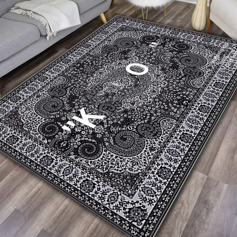 Black carpet and rug for living room area rug keep off large dining room home bedroom floor mat anti skid multi size square retro carpet designer S01