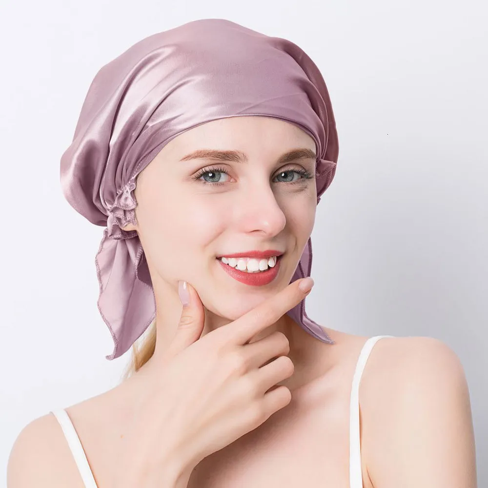 BeanieSkull Caps 100 Berretto da notte in seta di gelso naturale per dormire Berretto per capelli puri per donna Ragazza 19 Momme 230829