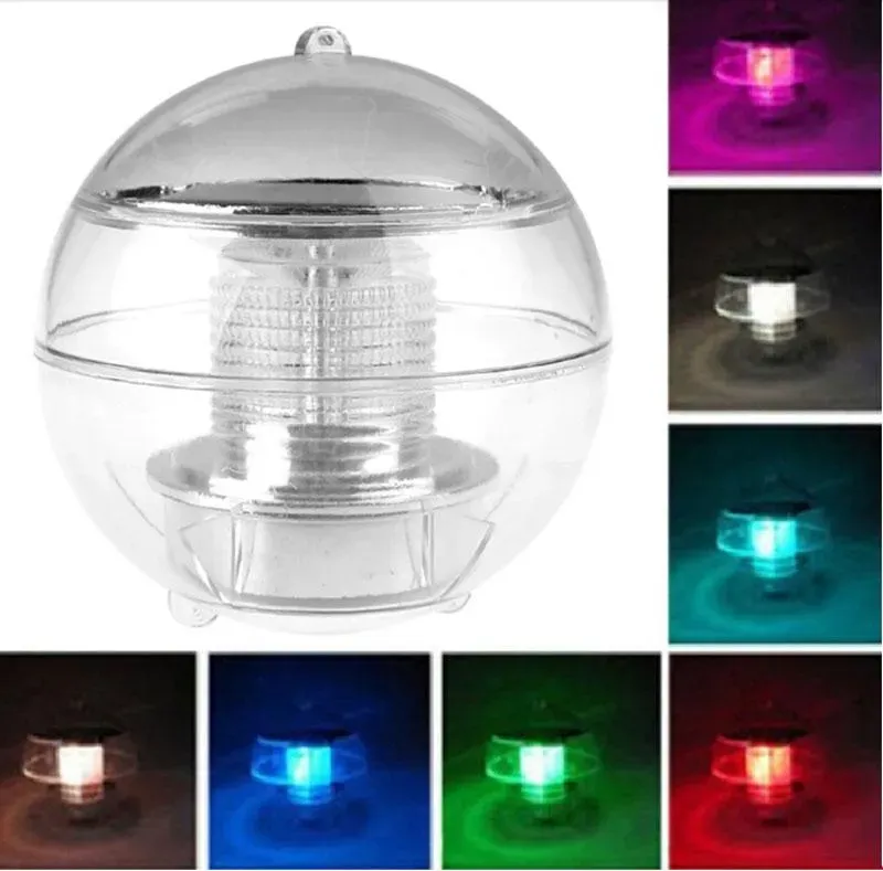 Lampada da piscina impermeabile a energia solare RGB LED Lampada galleggiante 2V 60mA Lampada da giardino per esterni Paesaggio che cambia colore Luci notturne LL