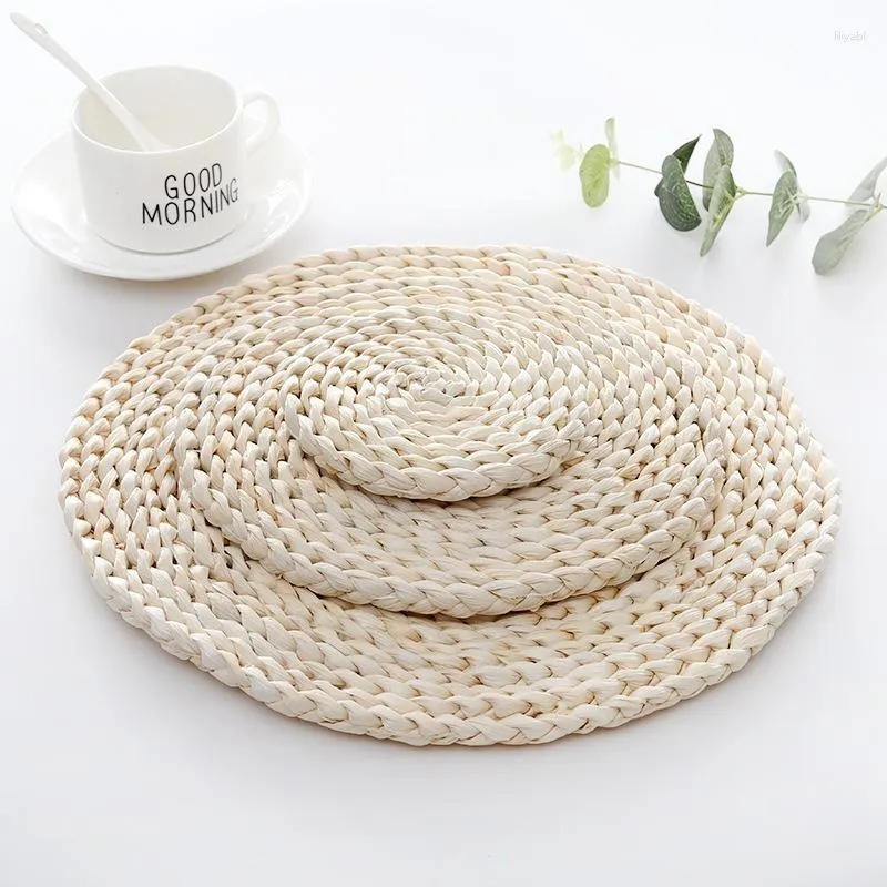 Столовые коврики круглые тканые классы для обеденного сетки натуральные плетеное таблич -таблон.