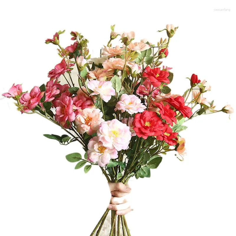 Decoratieve bloemen 74cm Kleine rozen Kunstbloem Bruiloft Tuintafel Roos Boeket Arrangement Thuisfeest Nepplant Simulatie