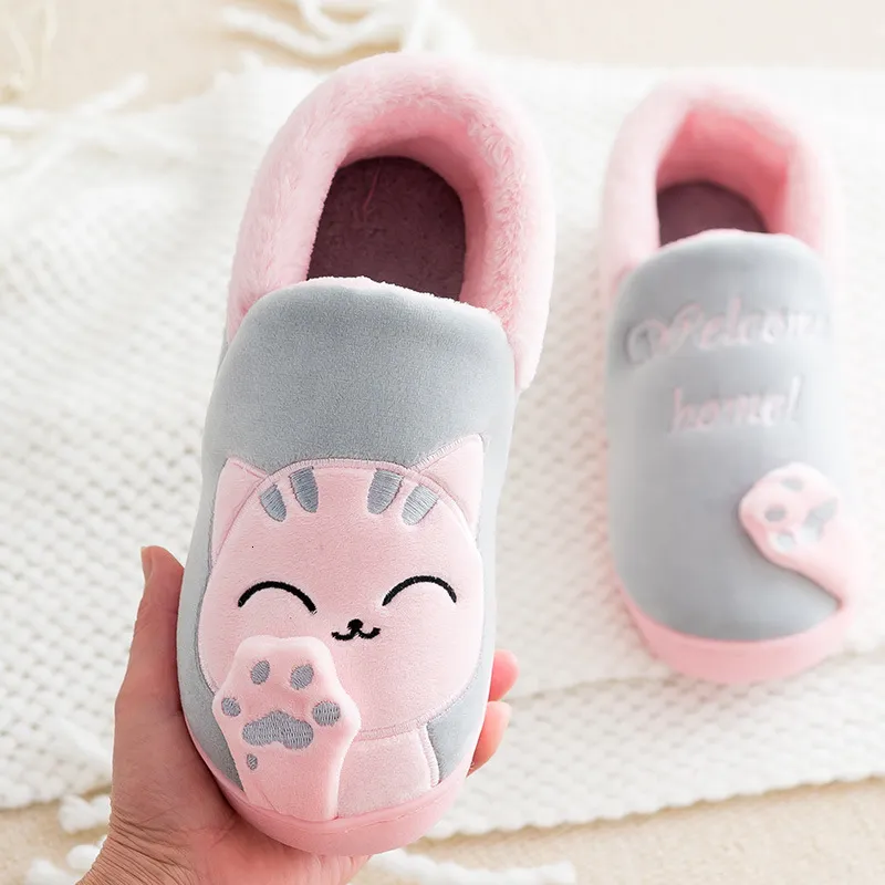 Slippers Children Indoor Slippers Winter Warm Shoes Kids Mum Dad Home Floor Slipper Cartoon Style Anti-slip Boys Girls Cotton Footwear 230830