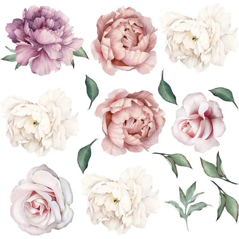 Wall Stickers Beautiful Self Sticking Peony flower PVC TV Background Muursticker Home Decor Living Room Decal 3D Sticker Mural 230829