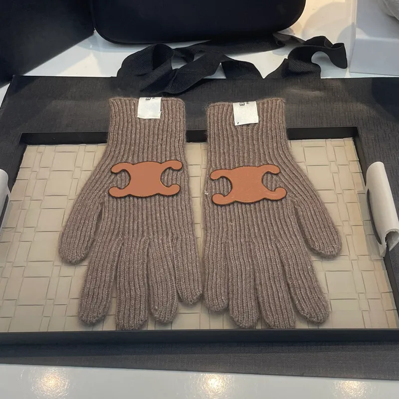 Gants tricotés hiver cinq doigts gants pour hommes femmes Couples garder au chaud mitaines à doigts complets gants de marque doux
