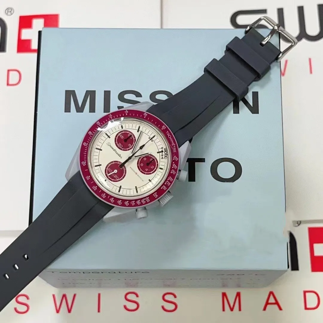 バイオセラミックプラネットムーンメンズウォッチフル機能Quarz Chronograph Watch Mission to Mercury 42mm Silica Gel Luxury Watch Limited Edition Master Wristwatches 651