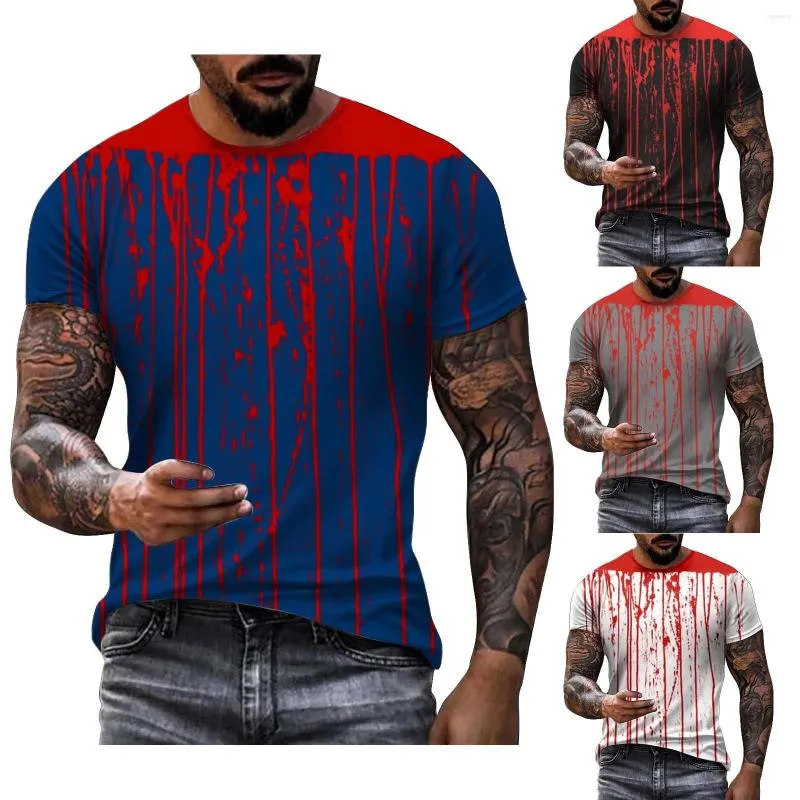 Magliette da uomo Camicia a maniche corte con stampa Halloween Red Speckler Moda casual e comoda per gli uomini