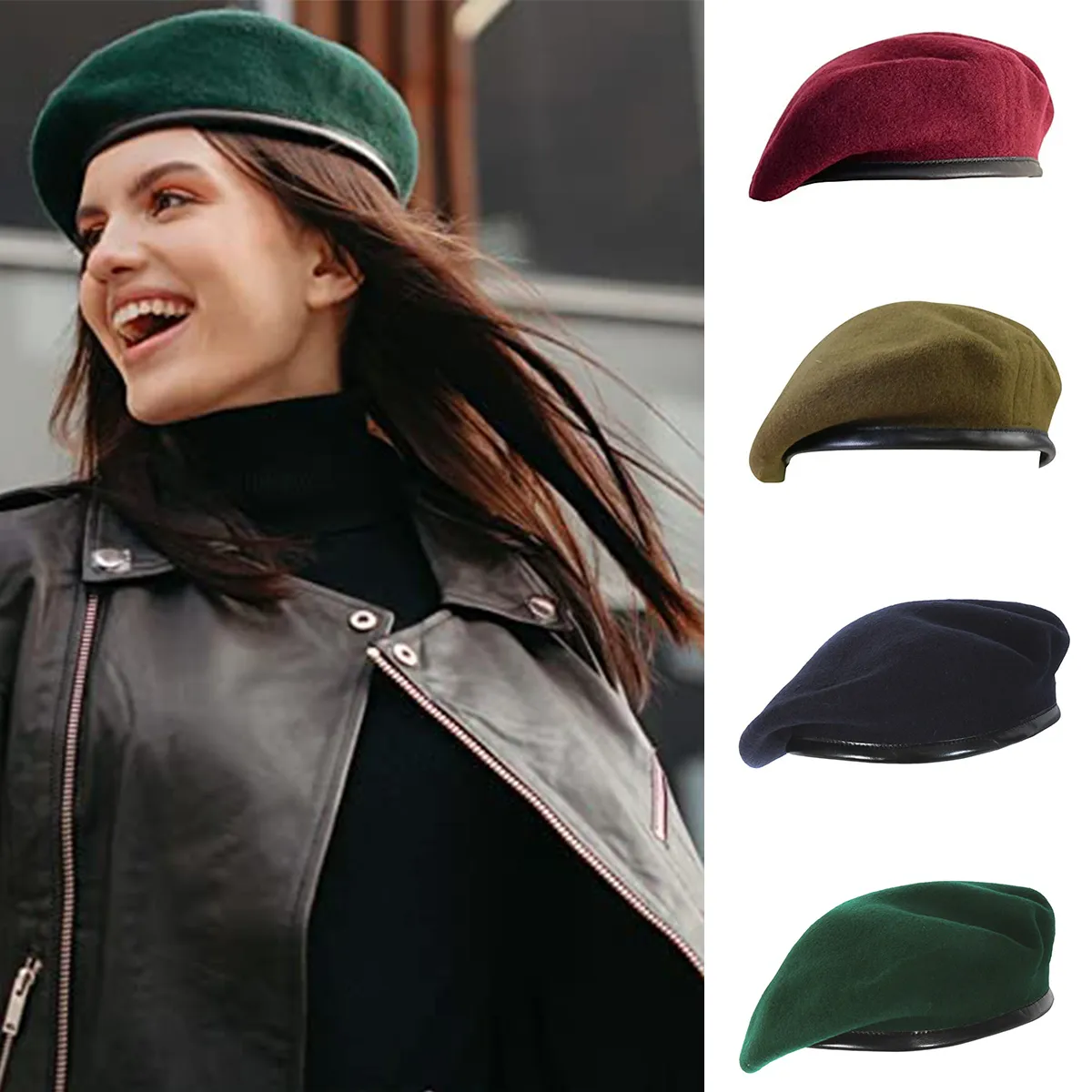 Berets Mans Uniform Military Army Soldier Wool Beret Hat Unisex Casual Retro Flat Caps 230830