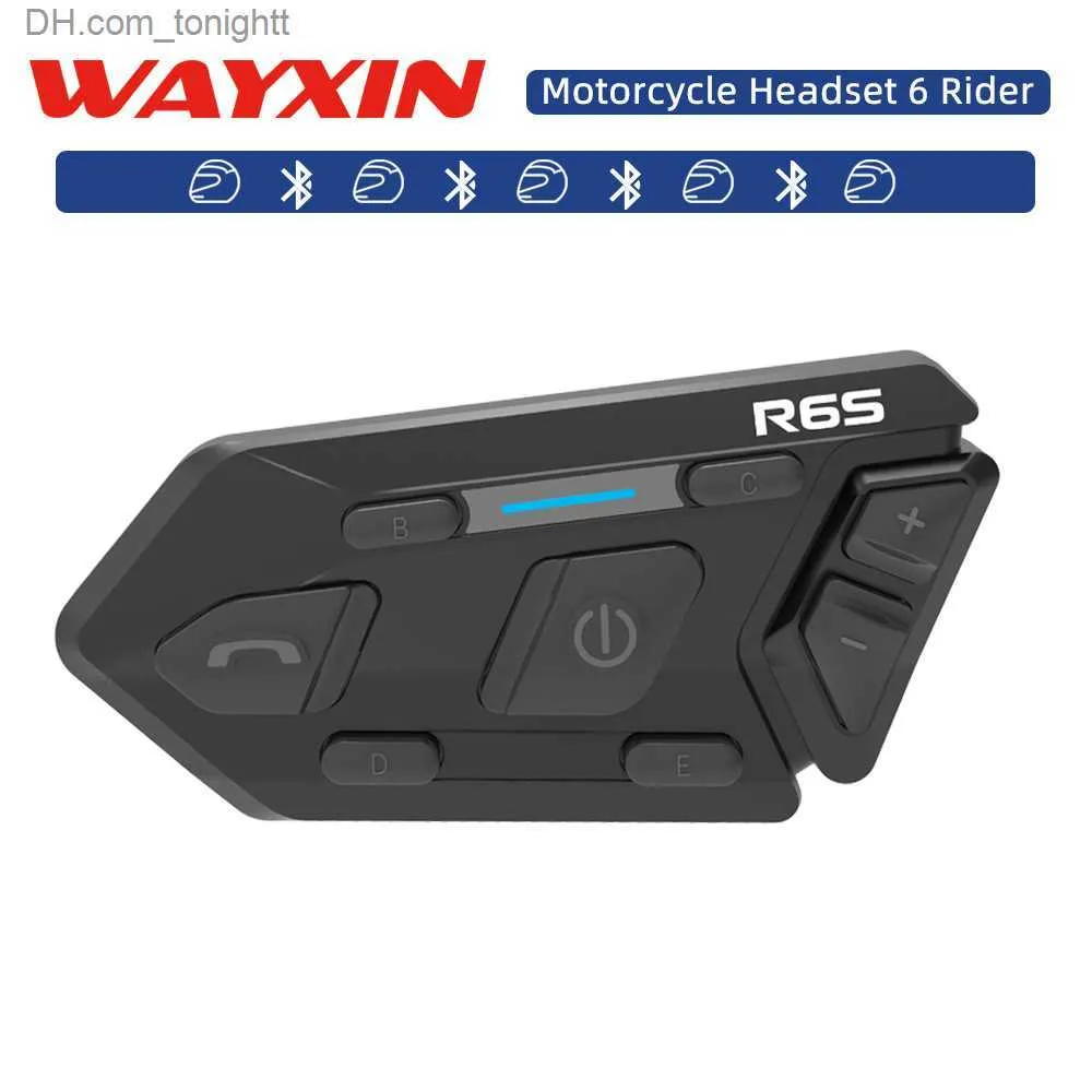 WAYXIN R6s Helm Headset Intercom Motorrad Bluetooth 1200M 6 Fahrer Intercom BT 5.0 Kommunikation GPS Interphone Wasserdicht Q230830