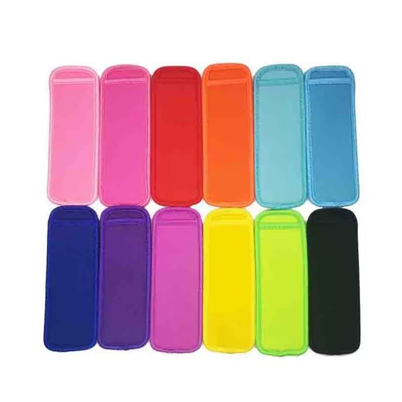 Glassverktyg 500 st snabba fartyg 12 färger Popsicle Holder Holder Pop Tool Neoprene Sleeve Sleeves Insation Barn Zer Kids Summer DH5IZ