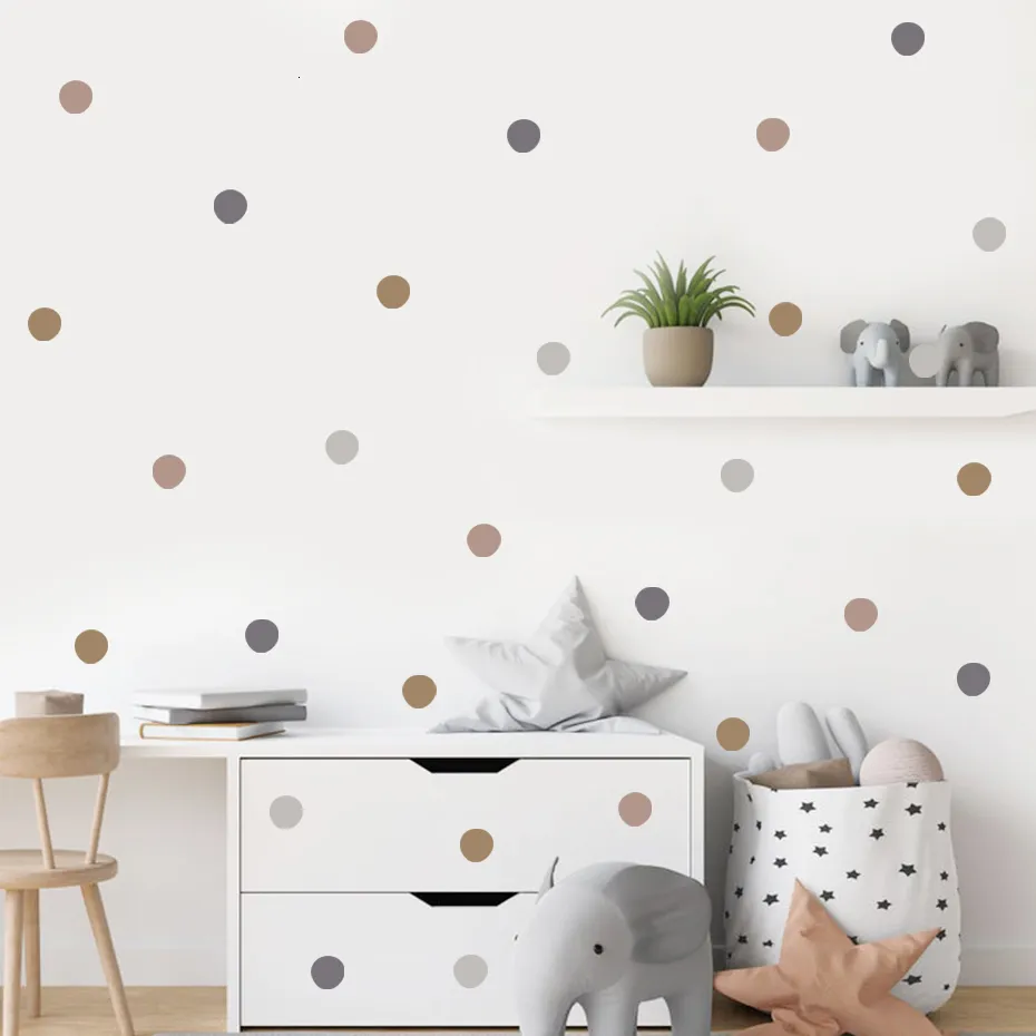 Adesivi murali Cartoon Dots Polka Acquerello colorato Rimovibile Nursery Decalcomanie Stampa Bambini Ragazze Camera da letto Interni Home Decor 230829