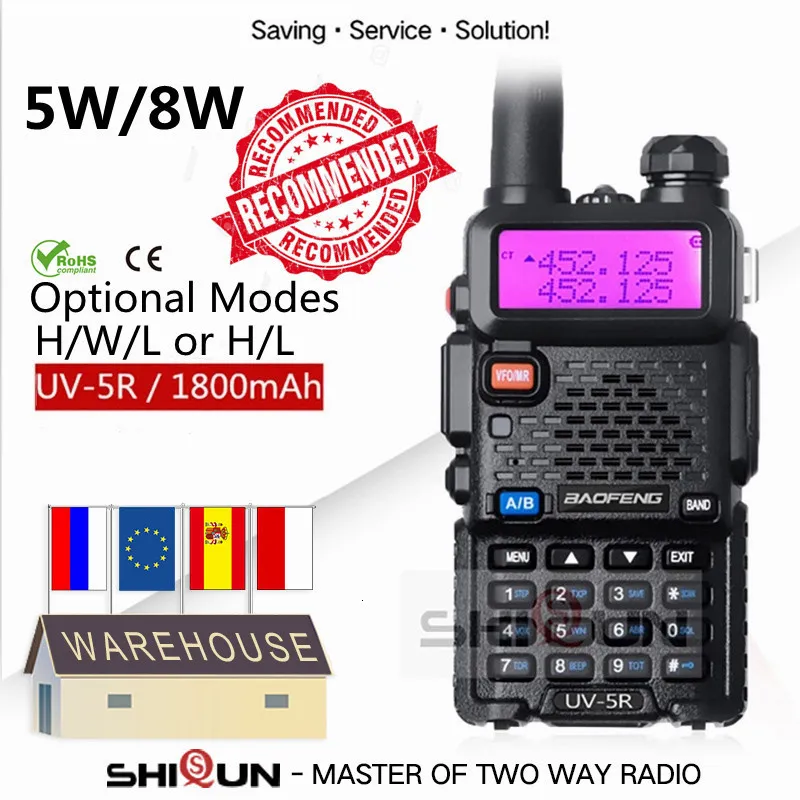 Walkie Talkie UV5R militar 10 KM Baofeng UV 5R WalkieTalkie para caza doble banda Ham Radio FM uv 5r 5W UV82 UV8HX UV16 230830